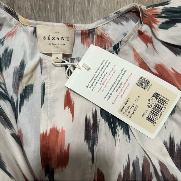 NWT SEZANE Florica Blouse Daliana Print US4 - Picture 3 of 7